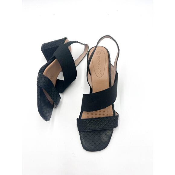 Corso Como Block Heel Black Strappy Sandal Size 8M - Picture 1 of 7